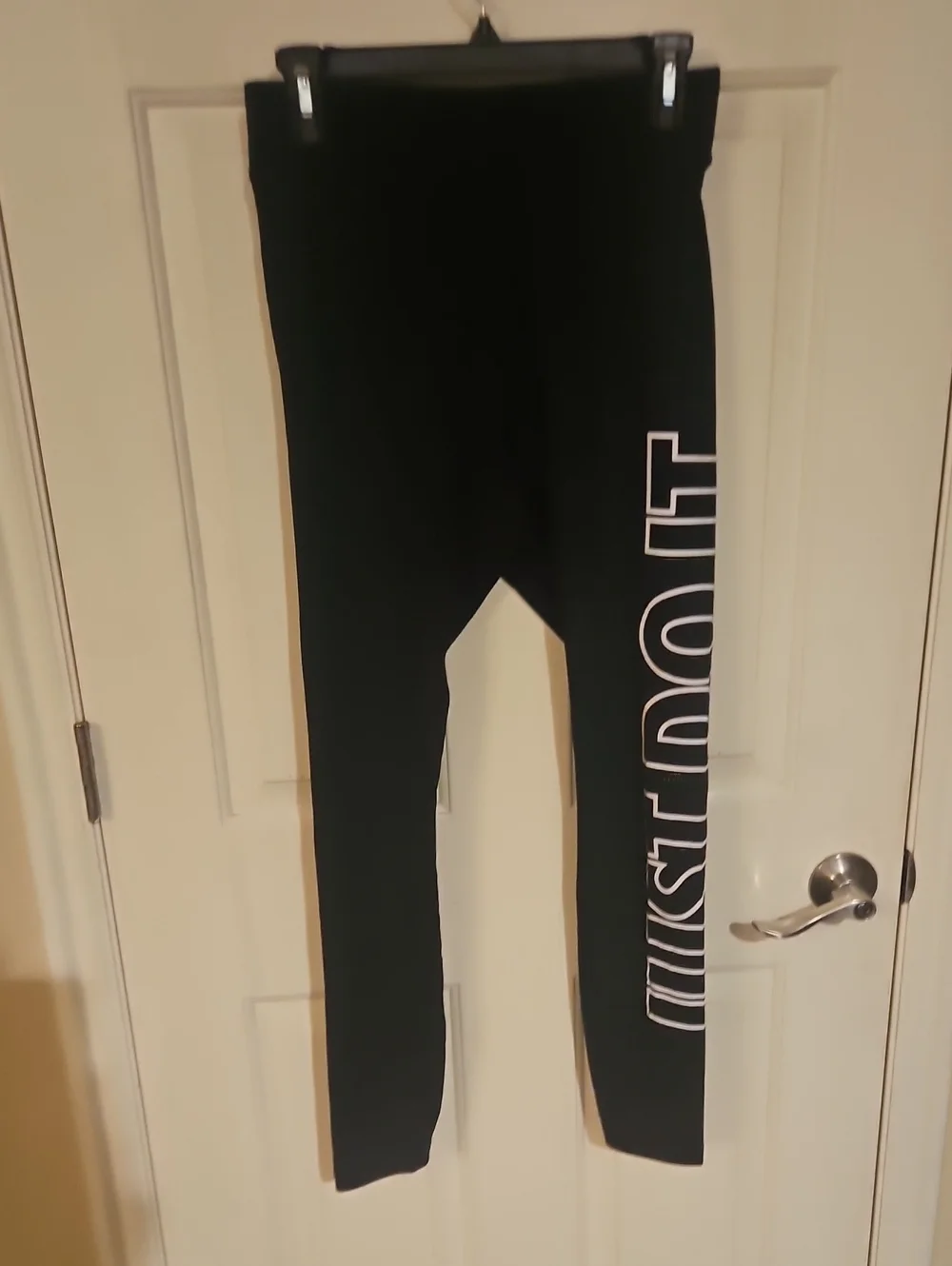 Nike Black Leggings with White Side 'JUST DO IT' Logo